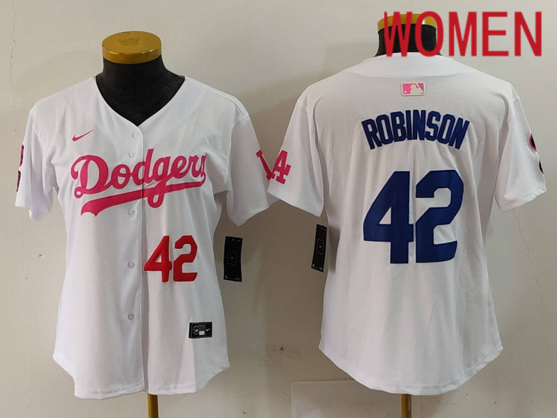Women Los Angeles Dodgers #42 Robinson White joint name 2024 Nike MLB Jersey style 9124
